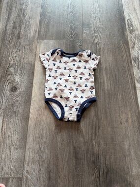 Disney Navy-Trim White Baby One-Piece Bodysuit
